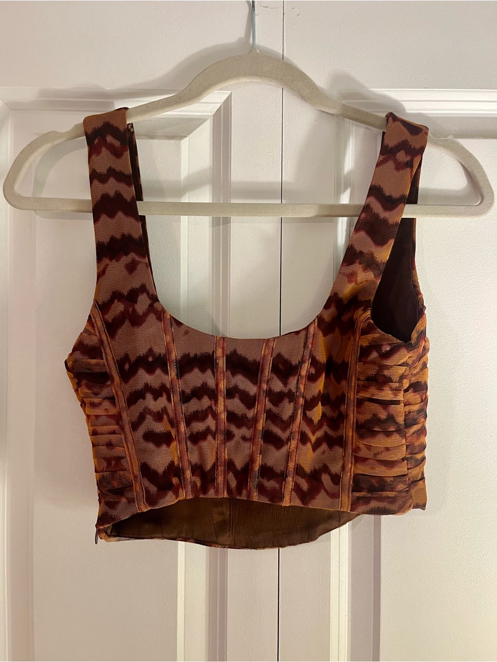 Zara Multicolor Brown Patterned Cropped Tank - Picture 2 of 4